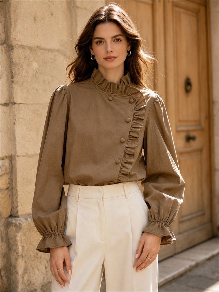 Blusa asimétrica volantes