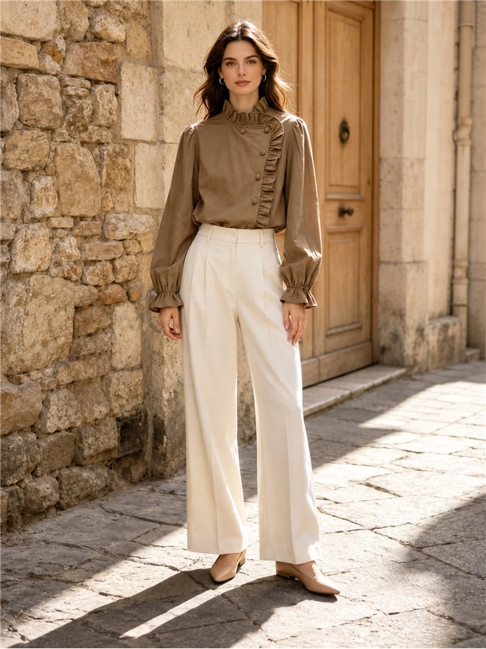 Blusa asimétrica volantes