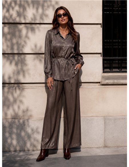 Pantalón wide leg satinado