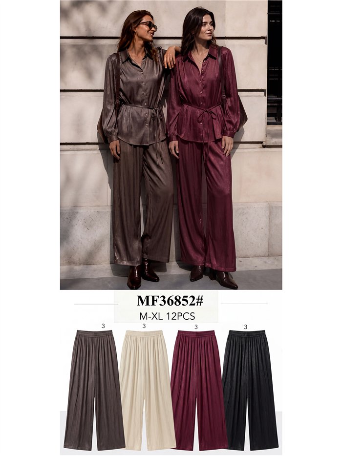 Pantalón wide leg satinado