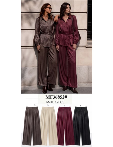 Pantalón wide leg satinado