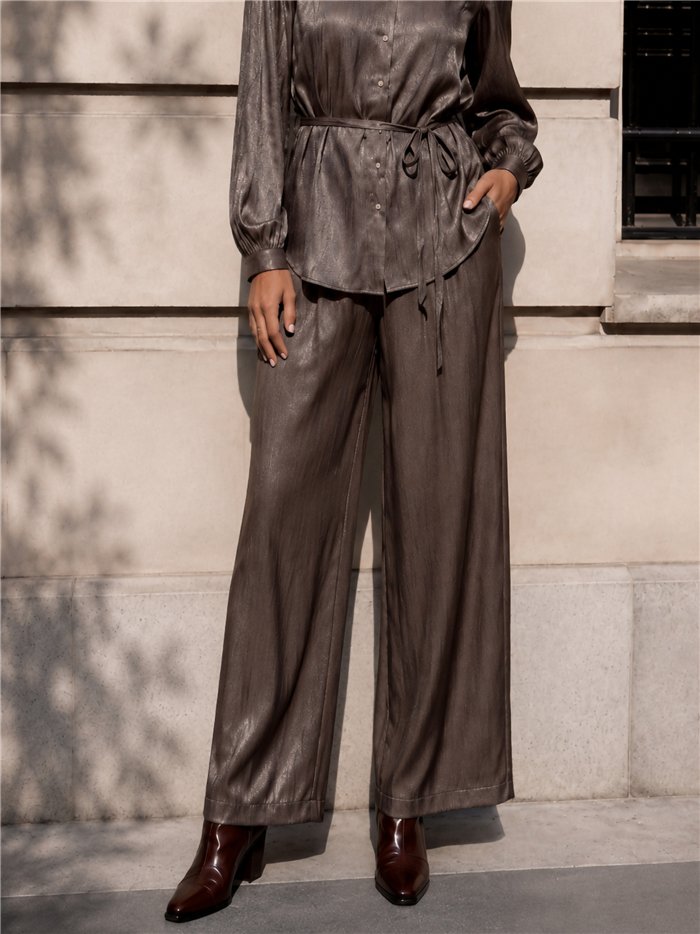 Pantalón wide leg satinado