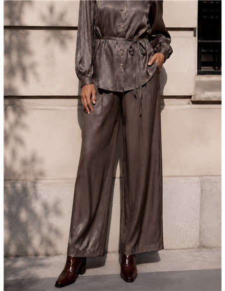 Pantalón wide leg satinado