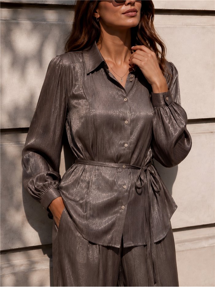 Pantalón wide leg satinado