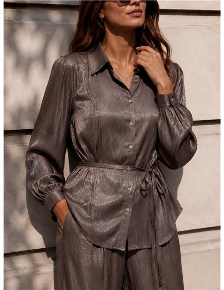 Pantalón wide leg satinado