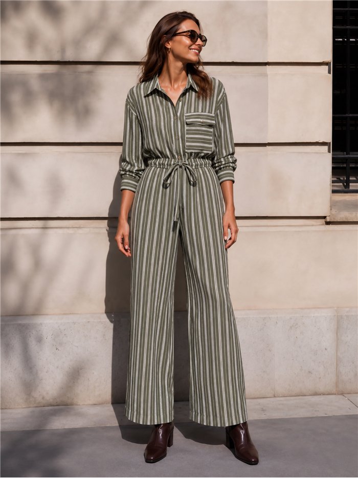 Pantalón wide leg rayas