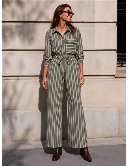 Pantalón wide leg rayas