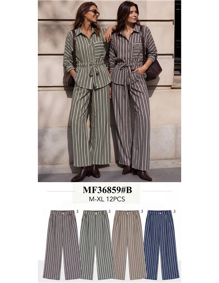 Pantalón wide leg rayas