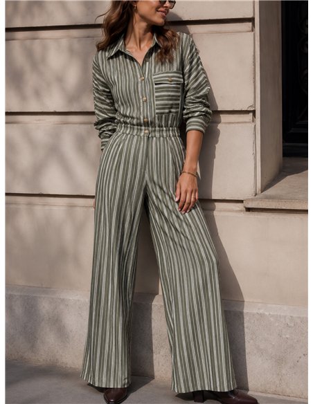Pantalón wide leg rayas