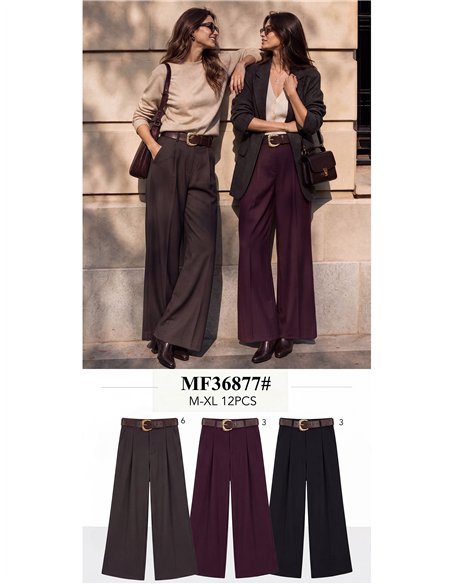 Pantalón sastre wide leg cinturón