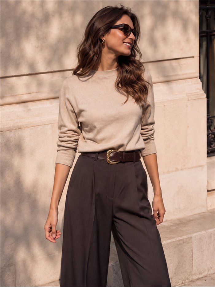 Pantalón sastre wide leg cinturón
