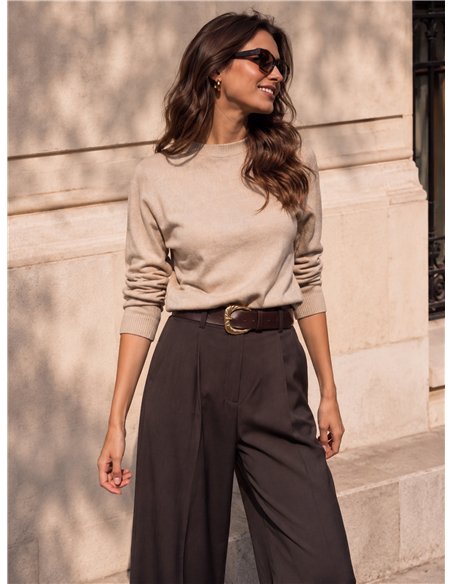 Pantalón sastre wide leg cinturón
