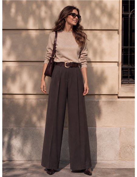 Pantalón sastre wide leg cinturón