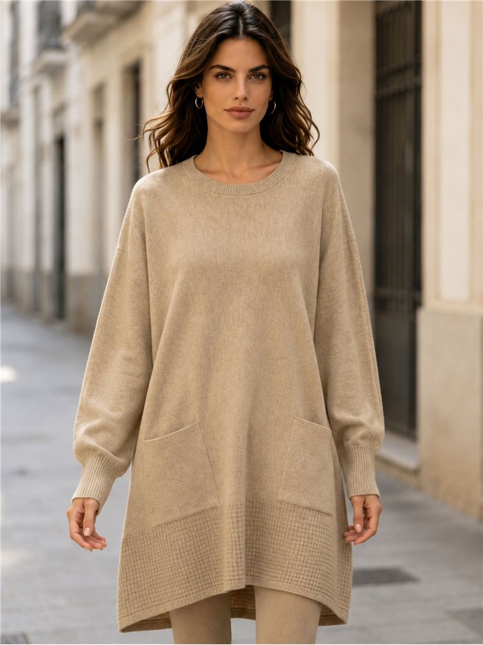 Jersey largo amplio bolsillos