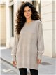 Langer Pullover mit geprägten Streifen