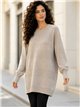Langer Pullover mit geprägten Streifen