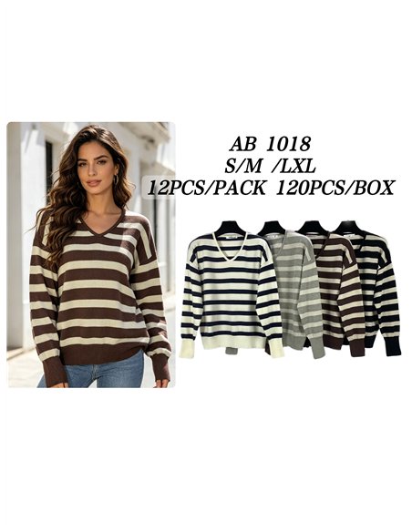 Jersey rayas metalizada cuello pico
