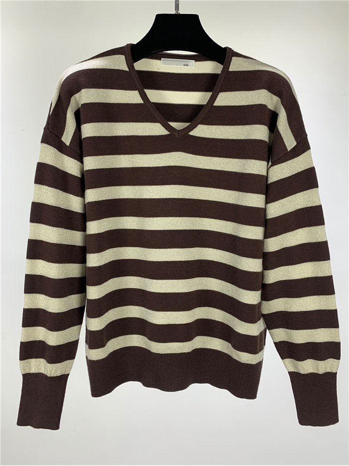 Jersey rayas metalizada cuello pico