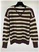 Jersey rayas metalizada cuello pico