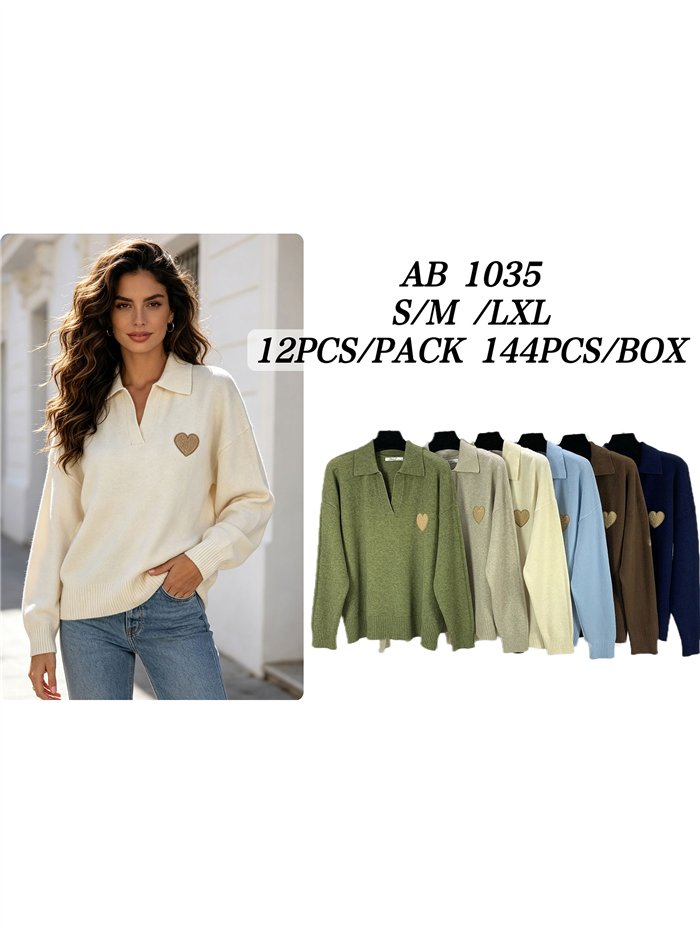Herzförmiger Rollkragenpullover