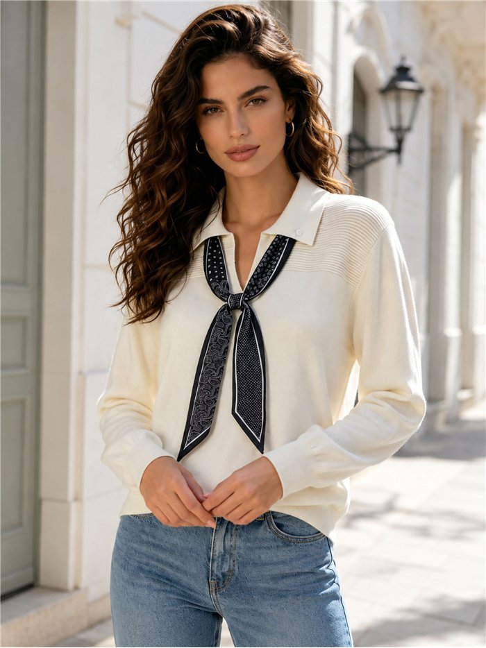 Jersey cuello polo pañuelo
