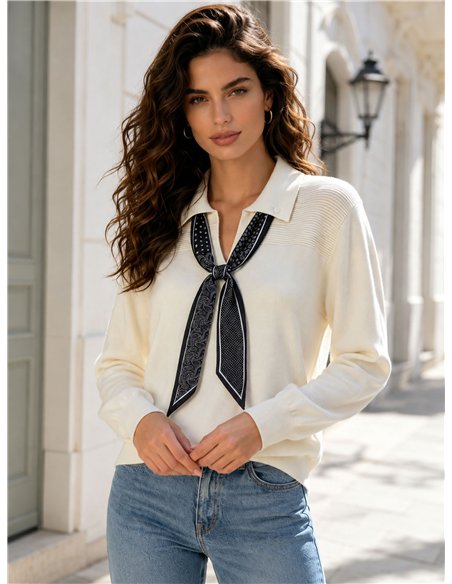 Jersey cuello polo pañuelo