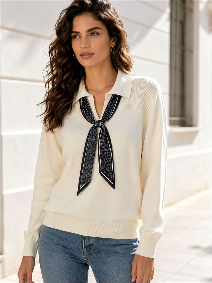 Jersey cuello polo pañuelo