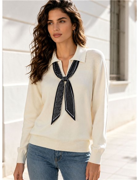 Jersey cuello polo pañuelo