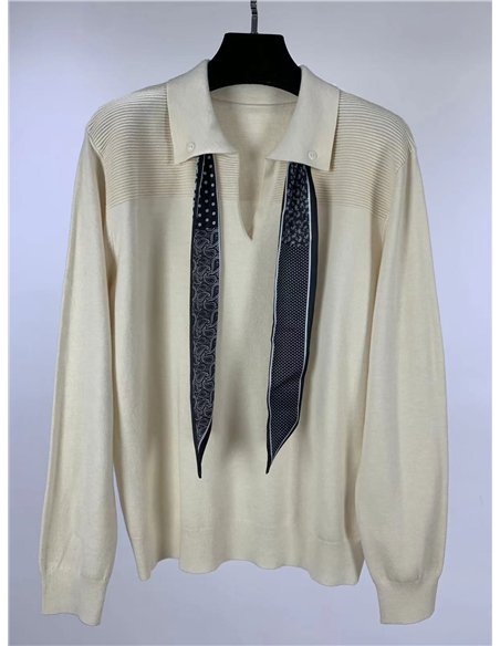 Jersey cuello polo pañuelo