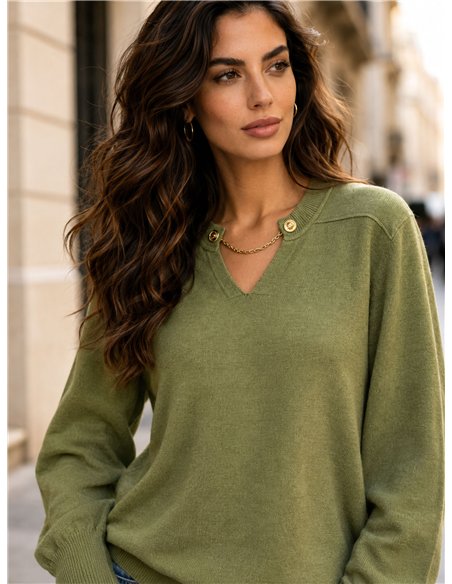 Jersey cuello pico cadena