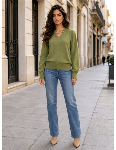 Jersey cuello pico cadena