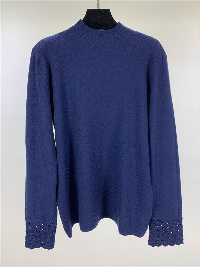 Jersey cuello alto puños encaje