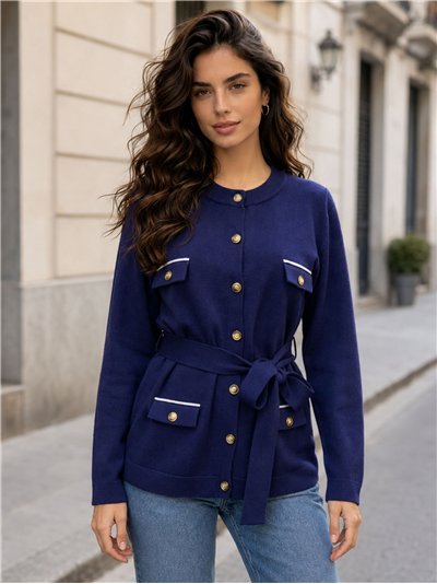 Belted utility knit cardigan
