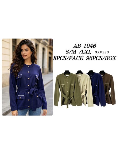 Belted utility knit cardigan