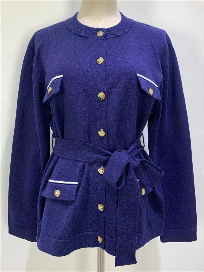 Belted utility knit cardigan