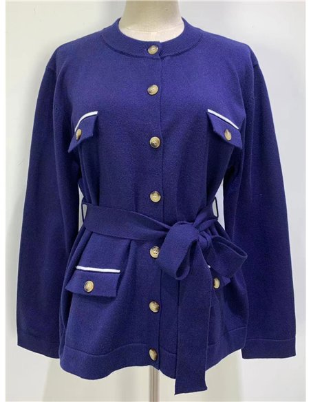 Belted utility knit cardigan