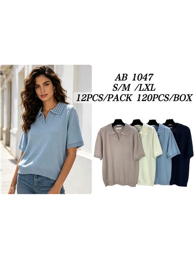 Jersey cuello polo detall calado 2