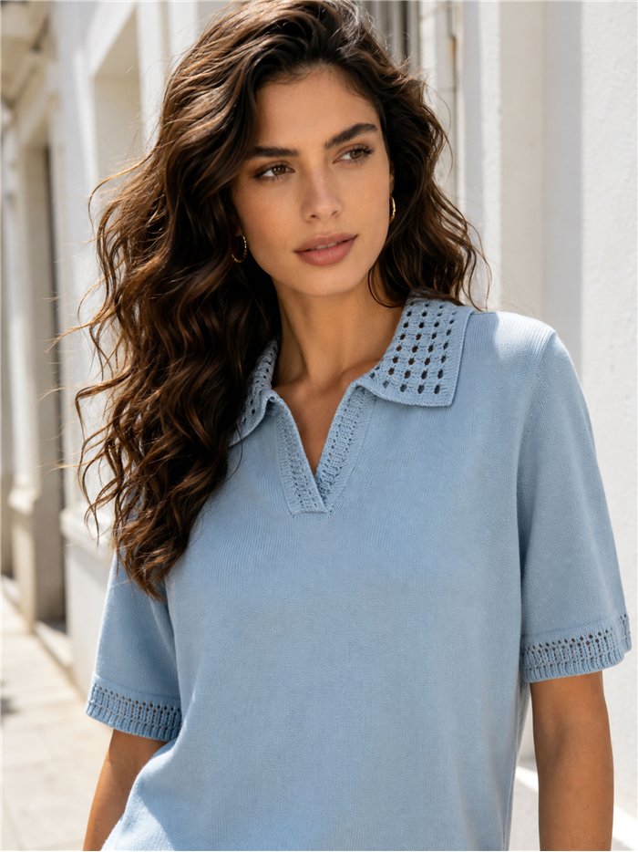 Jersey cuello polo detall calado