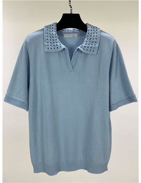 Jersey cuello polo detall calado