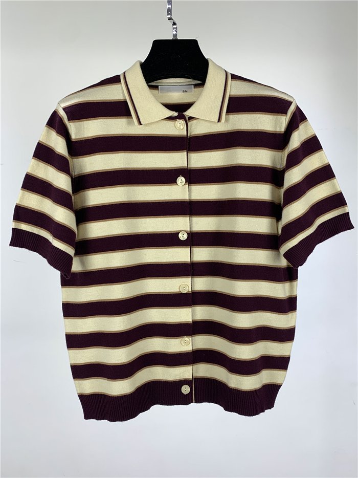 Cárdigan cuello polo rayas manga corta