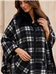 Poncho cuadros bicolor cuello pelo