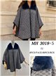 Poncho espiga azul oscuro cuello pelo