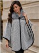 Poncho espiga gris cuello pelo
