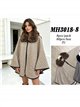 Poncho espiga beige cuello pelo