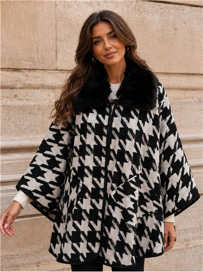 Poncho pata gallo cuello pelo
