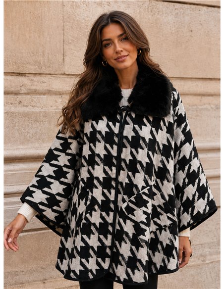 Poncho pata gallo cuello pelo