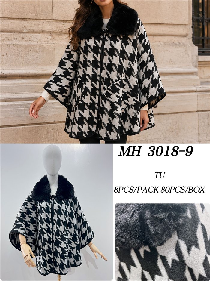 Poncho pata gallo cuello pelo
