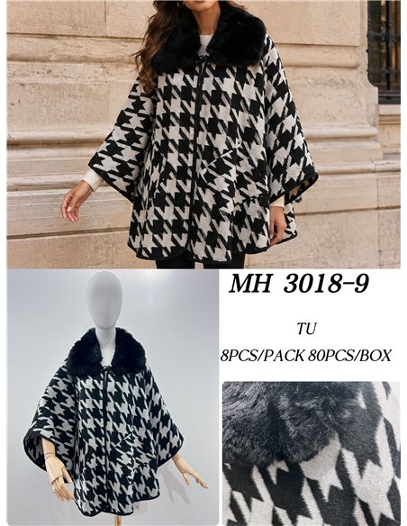 Poncho pata gallo cuello pelo