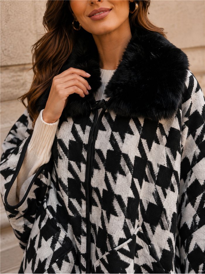 Poncho pata gallo cuello pelo