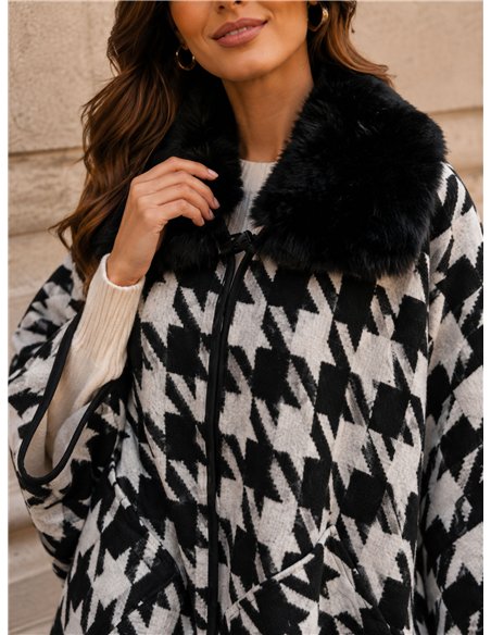 Poncho pata gallo cuello pelo